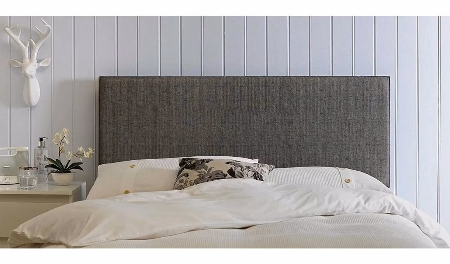 Penrose Small Double Upholstered Fabric Headboard in Grey