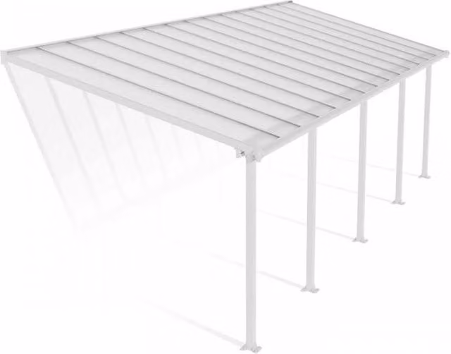 Palram Olympia Lean-to Patio Cover, White and Transparent Polycarbonate, W: 300 cm, H: 305 cm, L: 860 cm – 1