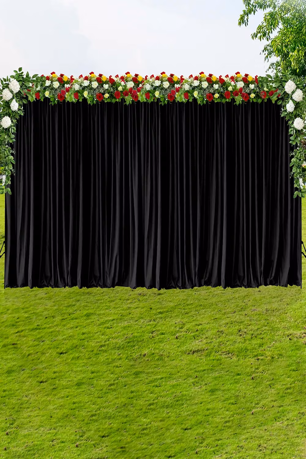Neel Blue Polyester Fabric Curtain Backdrop in Blue and Black, W: 300 cm, H: 300 cm – 2