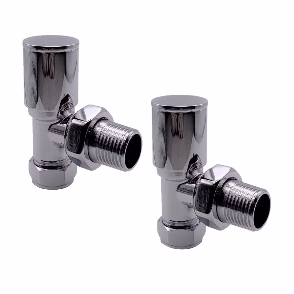 Royal Bathrooms Chrome Angled Brass Radiator Valve Pack 1/2 inch