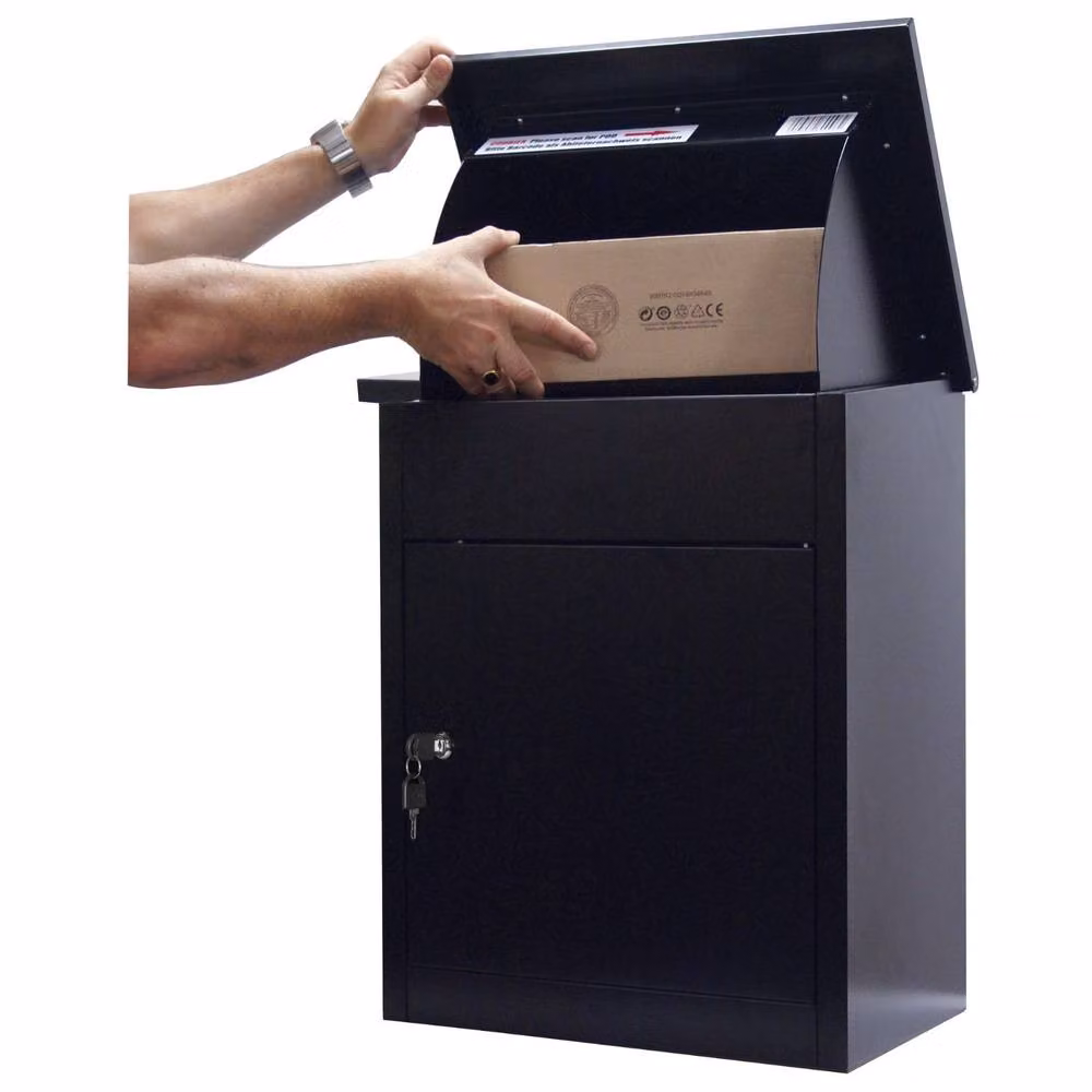 Phoenix Safe Company PB0581BK Secure Wall-Mounted Outdoor Parcel Box in Black Steel – 4