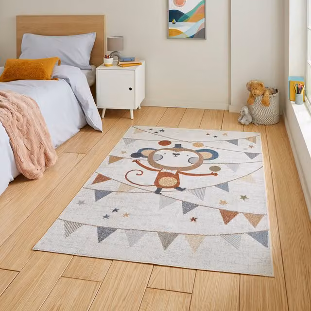 Terrys Vida Kids Recycled Monkey Rug, Multicolour, Machine Woven Polypropylene