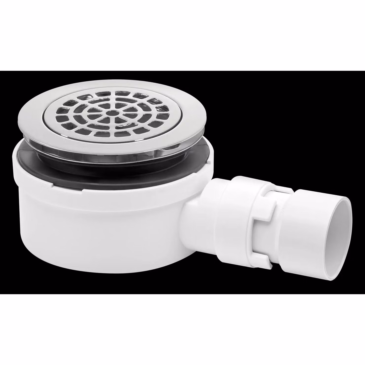 McAlpine Round 90mm Shallow Shower Trap in White and Silver, Height: 53 mm – 2