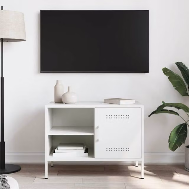 Berkfield Home White Metal TV Cabinet W/D/H: 68 x 39 x 50.5 cm