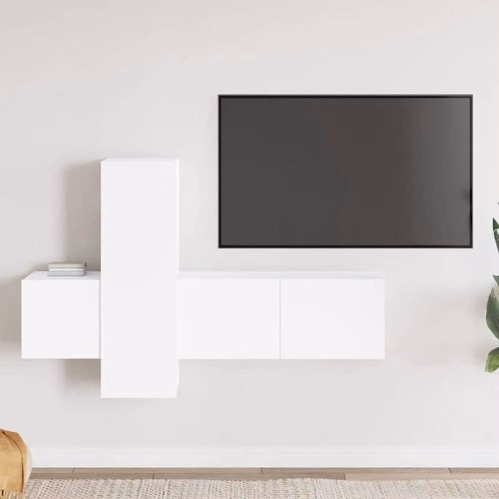 Berkfield Home 3 Piece TV Cabinet Set in White Matt Engineered Wood – 1