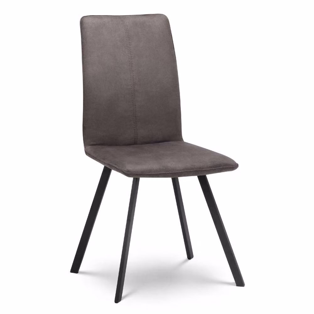 Cheshire Cortona Set of 2 Industrial Dining Chairs in Grey Microfibre with Metal Frame – 2