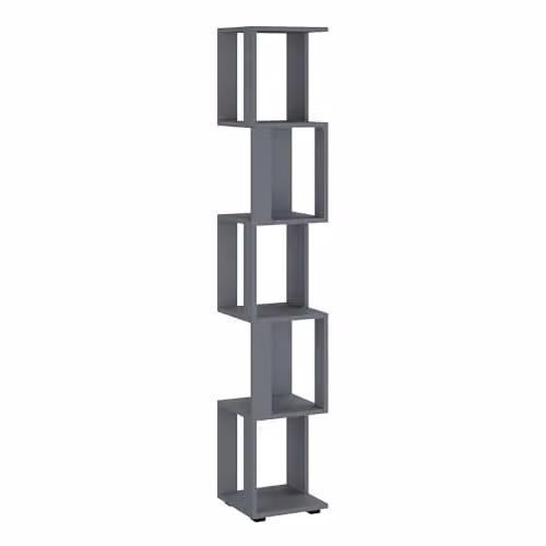 Shefa Line 5 Tier Corner Bookshelf, Freestanding Slim Cube Storage Unit for Living Room or Home Office, Anthracite Grey, Height: 168 cm – 1