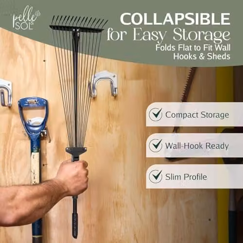 Pelle & Sol Adjustable Garden Rake in Black with 25 Tines – 5