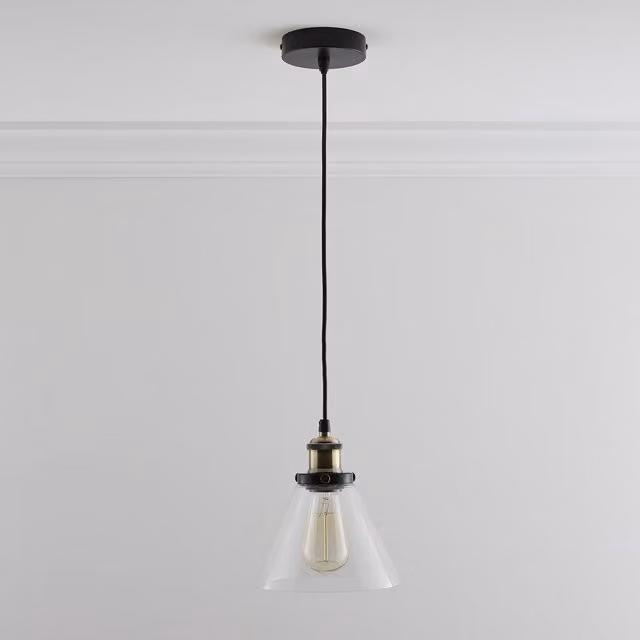 K LIVING Lucy One Light Hanging Pendant Lamp with Transparent Glass and Gold/Brass Finish – 2