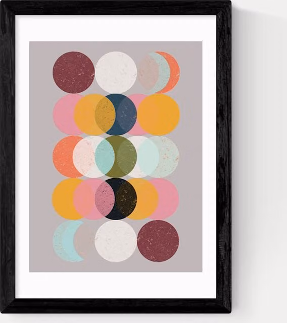 East End Prints Moods and Moons Abstract Framed Art Print, Multicolour and Black