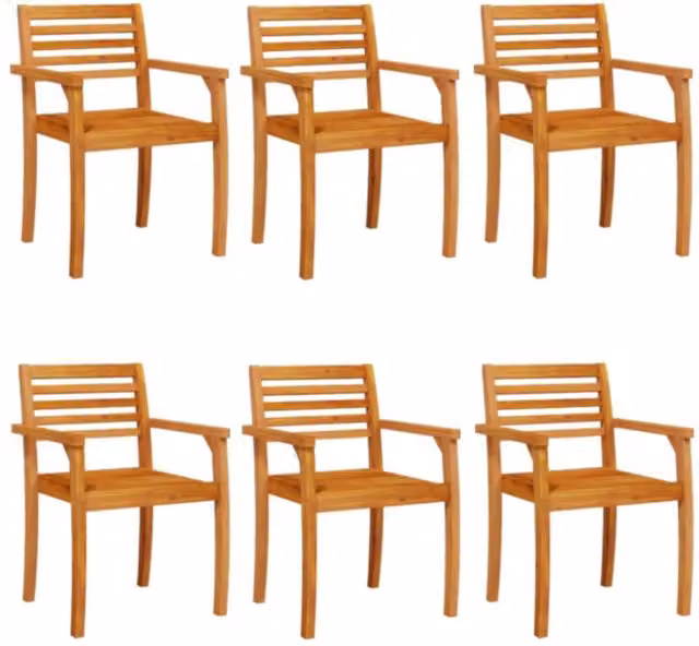 Berkfield Home Set of 6 Modern Acacia Wood Garden Chairs in Tan, W/D/H: 59 x 55 x 85 cm – 1