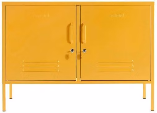 Mustard Made The Lowdown Freestanding Metal Storage Locker in Yellow, W/D/H: 100 x 40 x 72 cm