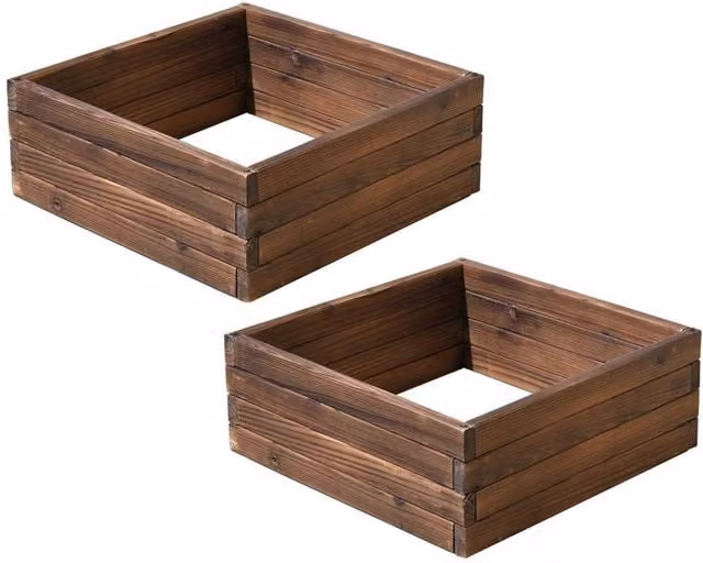 NESTLUNE Small Wooden Raised Garden Planter in Brown, W/D/H: 60 x 60 x 60 cm