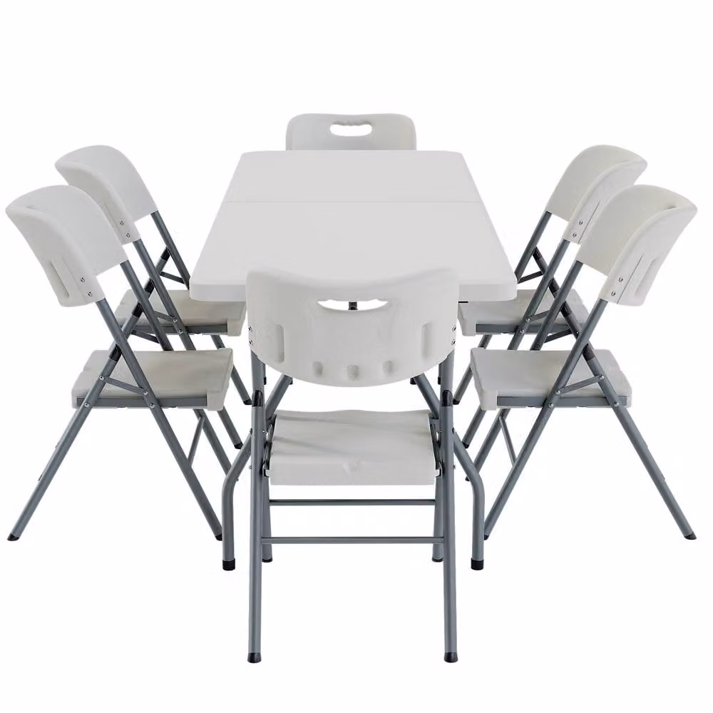HD Designs Home Vida 6ft Folding Garden Table and 6 Chairs Outdoor Dining Set in White – 3