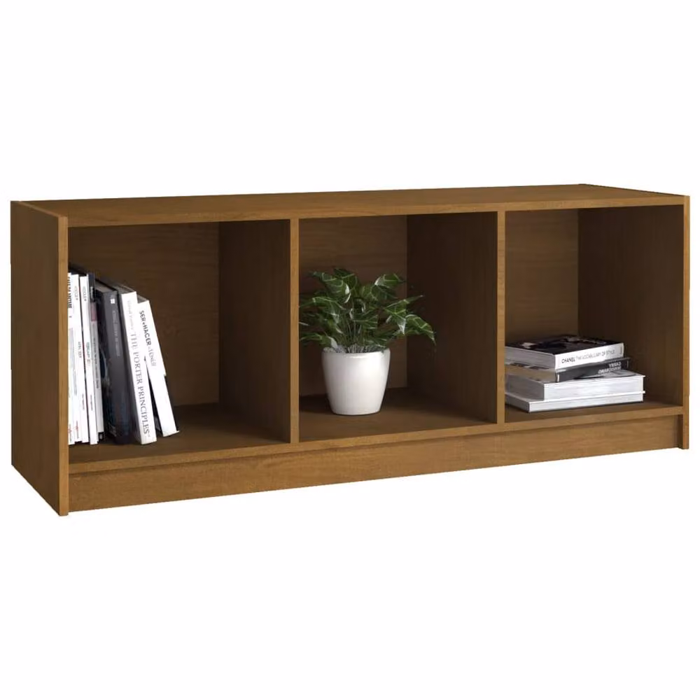 Berkfield Home Honey Brown Solid Pinewood TV Cabinet W: 104 cm, D: 33 cm, H: 41 cm – 3