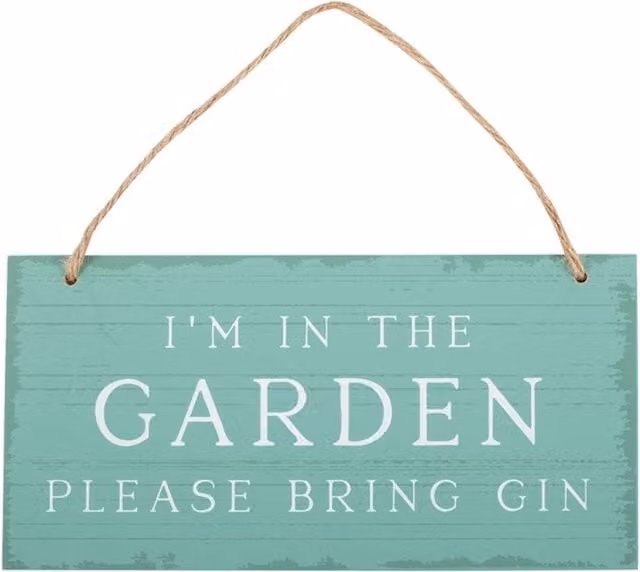 KDMK Garden Gin Request Shabby Chic Wooden Hanging Wall Plaque in Green and Turquoise