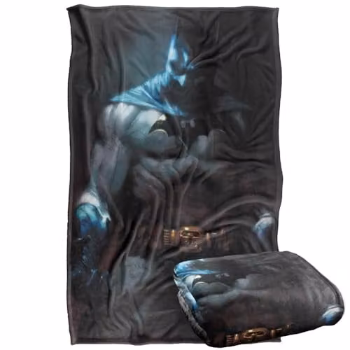 Warner Bros. Batman Classic Silhouette Super Soft Fleece Throw Blanket, Multicolour, W: 91.44 cm, L: 147 cm