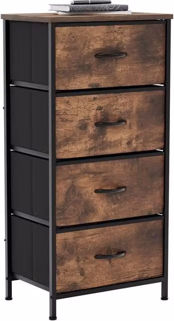 PAWNORA Modern 4 Drawer Fabric Chest of Drawers in Brown