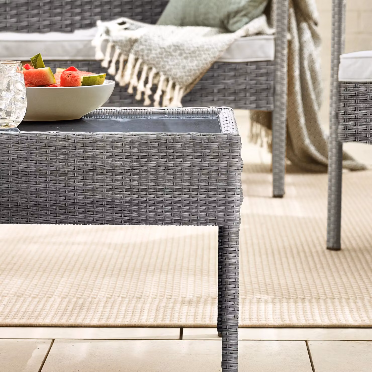 FurnitureboxUK Porto 4 Seat Grey PE Rattan Outdoor Lounge Set with 2 Seater Sofa, 2 Armchairs, Coffee Table and Cushions – 5