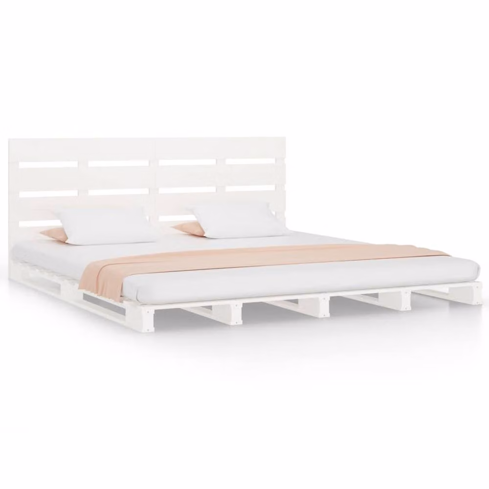 Berkfield Home Beautiful White Solid Wood Pine Bed Frame W/D/H: 200 x 200 cm – 2