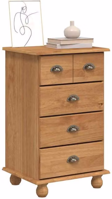 Berkfield Home Beautiful ASKIM Solid Wood Chest of Drawers in Honey Brown, W: 45.8 cm, D: 40 cm, H: 79 cm