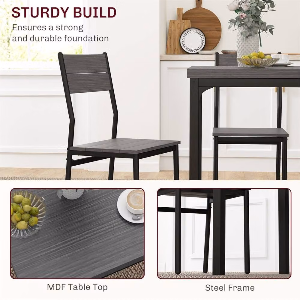 EONLION Grey 3 Piece Compact Dining Set with Table and 2 Chairs, Width: 100 cm – 3