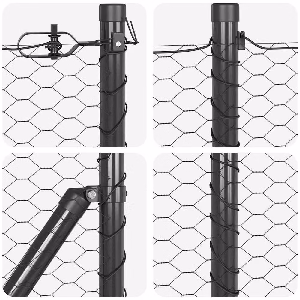 Berkfield Home Grey Powder-Coated Steel Hexagon Fence, 0.4 x 25 m – 6