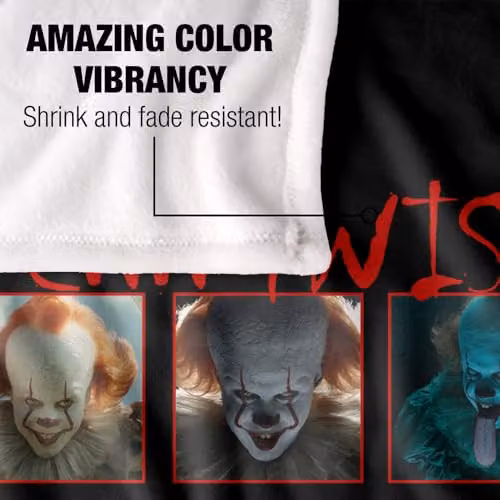 LOGOVISION It Chapter 2 Pennywise Squares Super Soft Fleece Throw Blanket, Multicolour, W: 91 cm, D: 147 cm – 3