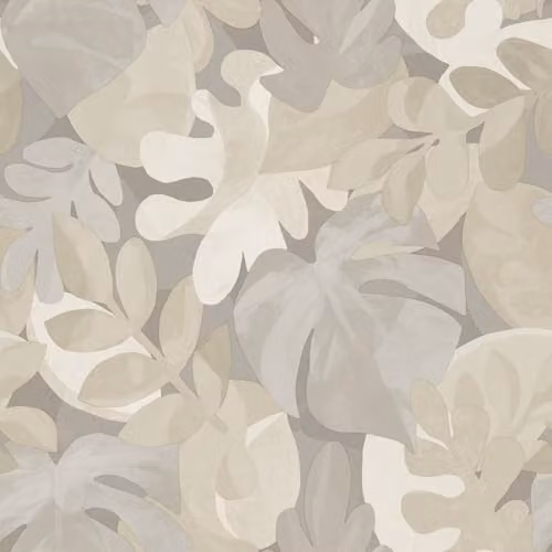 Grandeco Boutique Retro Leaf Non-Woven Eco Wallpaper, Taupe/Beige