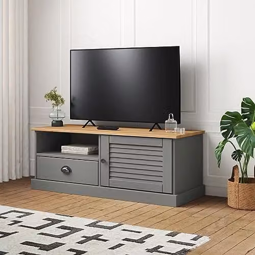 vidaXL VIGO TV Cabinet in Grey Rustic Solid Pine Wood, W/D/H: 106 x 40 x 40 cm – 2