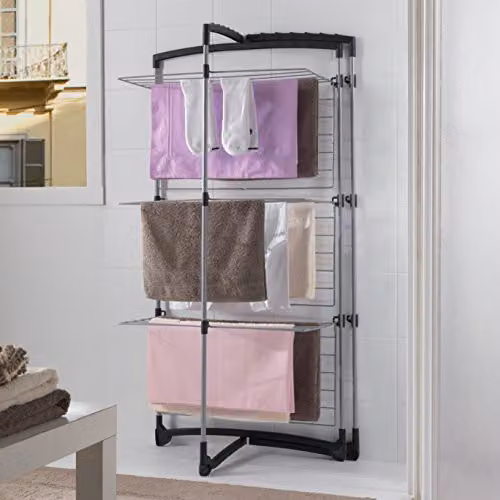 Metaltex Fortino 3-Tier Folding Laundry Tower Airer Dryer, Silver, 25 m, W: 64 cm, D: 64 cm, H: 134 cm – 2