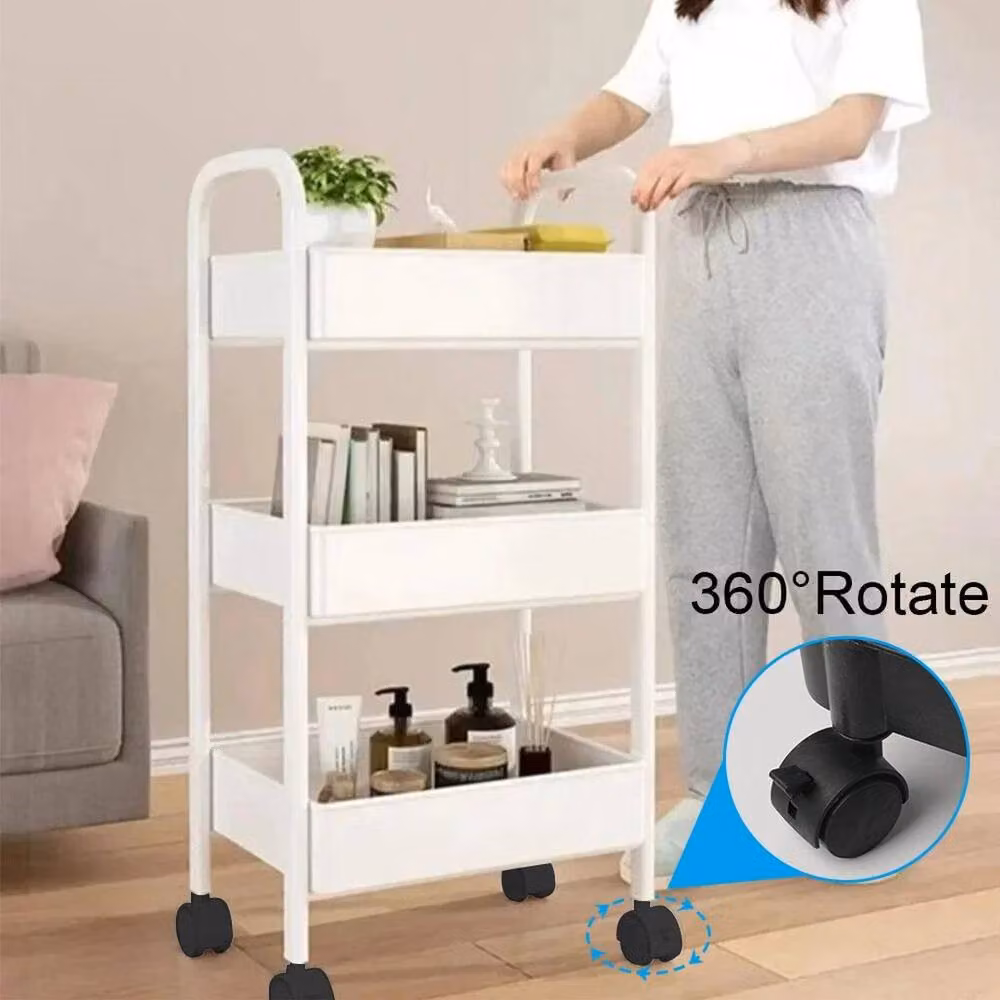 SPETLEK 4 Tier Fruit Trolley Basket Rack Kitchen Storage White – 2