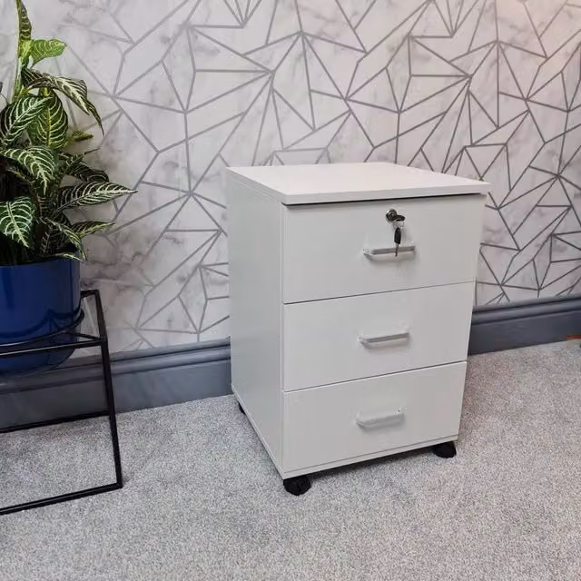 EONLION Modern 3 Drawer Bedside Cabinet in White