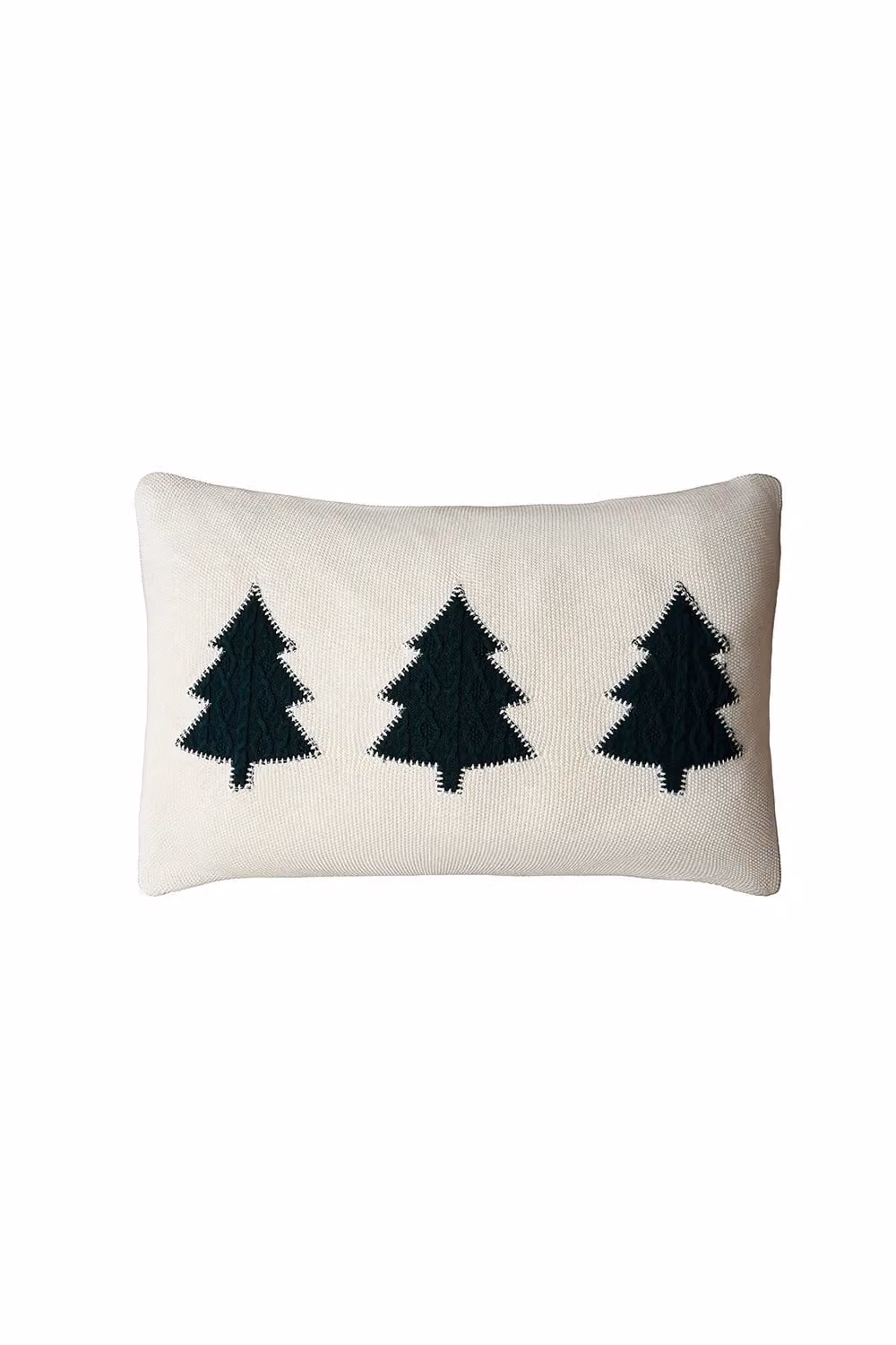 BHS Christmas Trees Rectangular Cotton Cushion in Green and Beige, W/H: 60 x 40 cm – 2