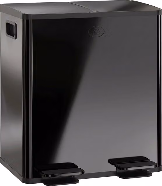 HOMCOM 40L Dual Compartment Stainless Steel Pedal Waste Bin with Deodoriser Holders, Black – 1
