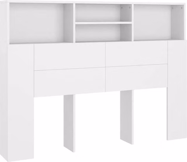 Berkfield Home White Modern Headboard Cabinet with Side Compartments, W/D/H: 140 x 19 x 103.5 cm