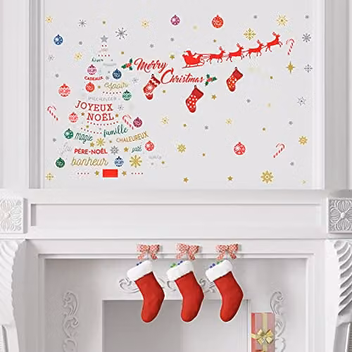 WALPLUS Wallflexi French Quotes Christmas Wall Stickers, Multi-Colour