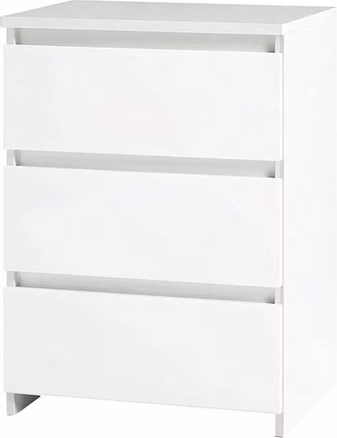 FORGEVIO Modern White Bedside Table with 3 Drawers