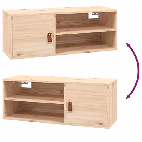 vidaXL Brown Solid Pine Wall Cabinet with Hinged Doors and Internal Shelves W/D/H: 80 x 30 x 30 cm – 3