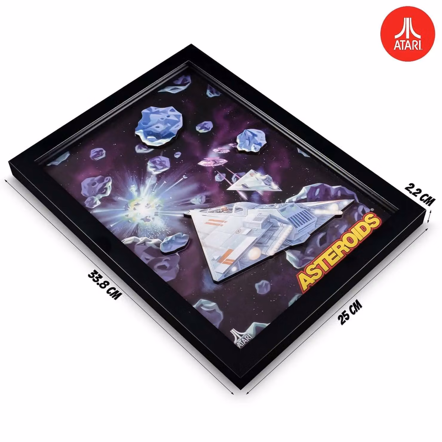 Thumbs Up Official Atari Asteroids 3D Canvas Wall Art in Black and Multicolour, W: 33.8 cm, H: 25.0 cm – 5