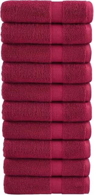 Berkfield Home SOLUND Premium Cotton Terry Bath Towels, 10-Piece Set, Red, W: 100 cm x L: 150 cm, 600gsm