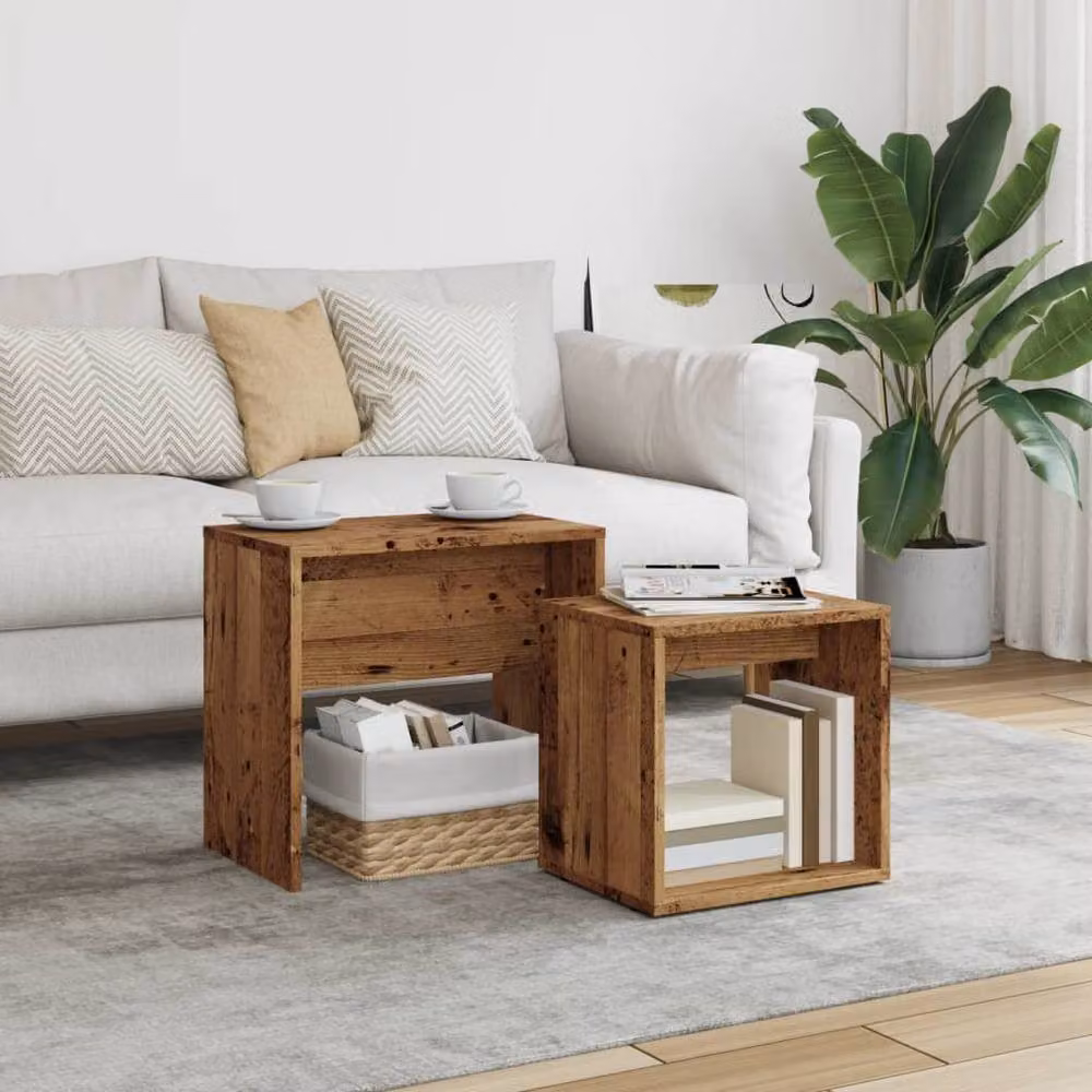 Berkfield Home Nesting Coffee Tables, Set of 2, Brown Rustic Engineered Wood – 2