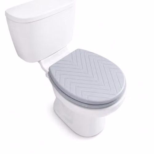 Spot On Dealz Grey Embossed Sakandi Chevron Wooden Oval Toilet Seat – 2