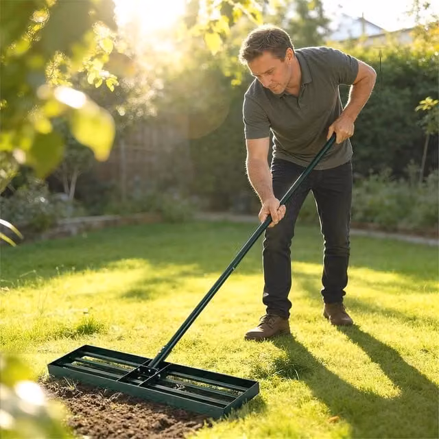 EONLION Green Metal Lawn Levelling Rake, W: 76 cm