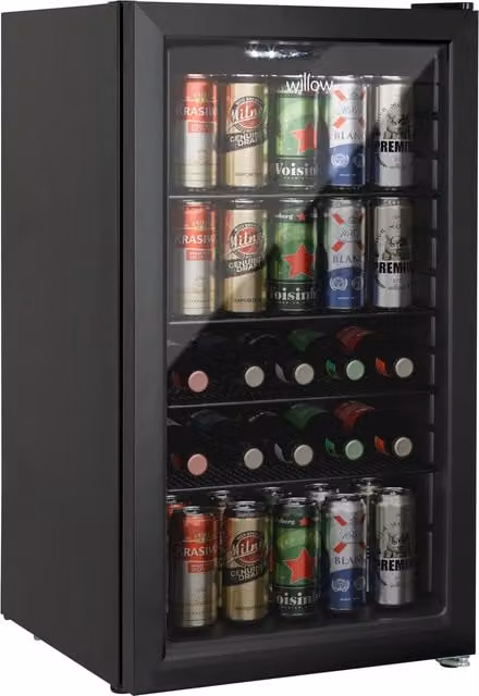 Willow 98L Freestanding Undercounter Glass Door Beer Fridge - Black