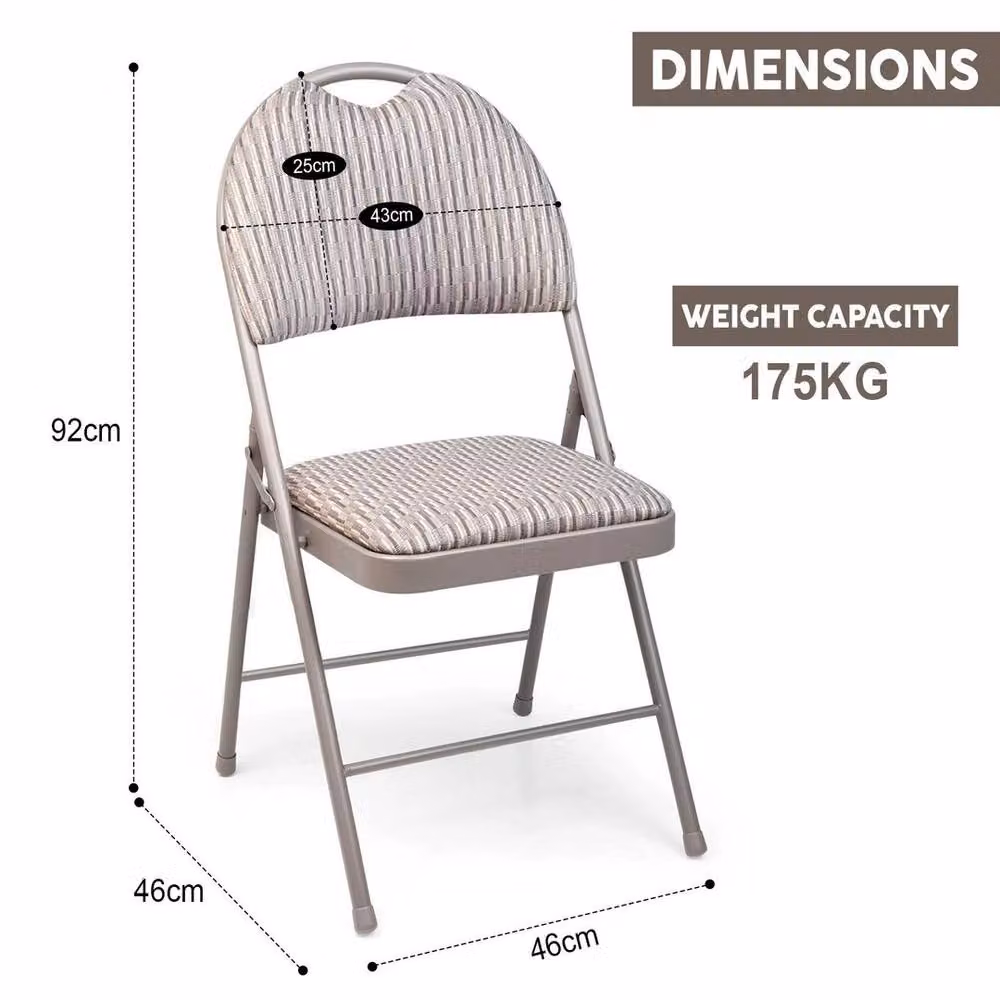 EONLION Grey Fabric Cushioned Folding Chair for Office or Reception, Height: 100 cm – 2