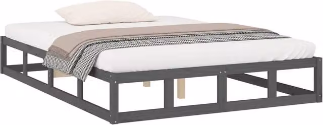 Berkfield Home Beautiful Bed Frame in Grey, Solid Pine Wood, W/D/H: 150 x 200 cm