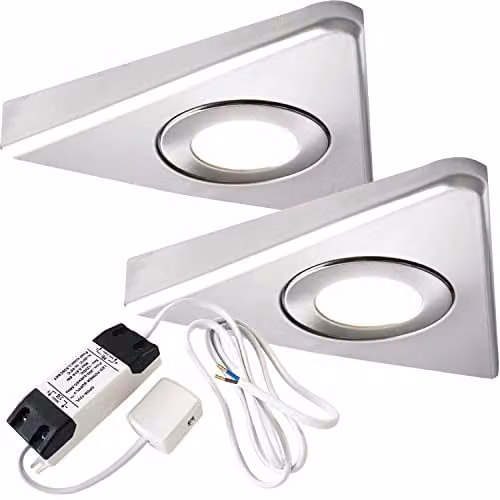 Loops Modern Triangle Under Cabinet Kitchen LED Light and Driver Kit in Brushed Nickel Silver