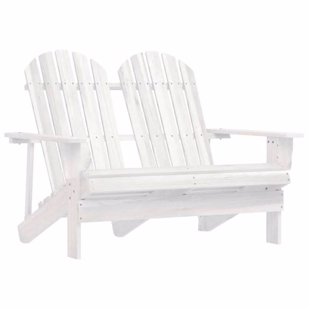 Berkfield Home 2-Seater Garden Adirondack Chair in White Solid Wood