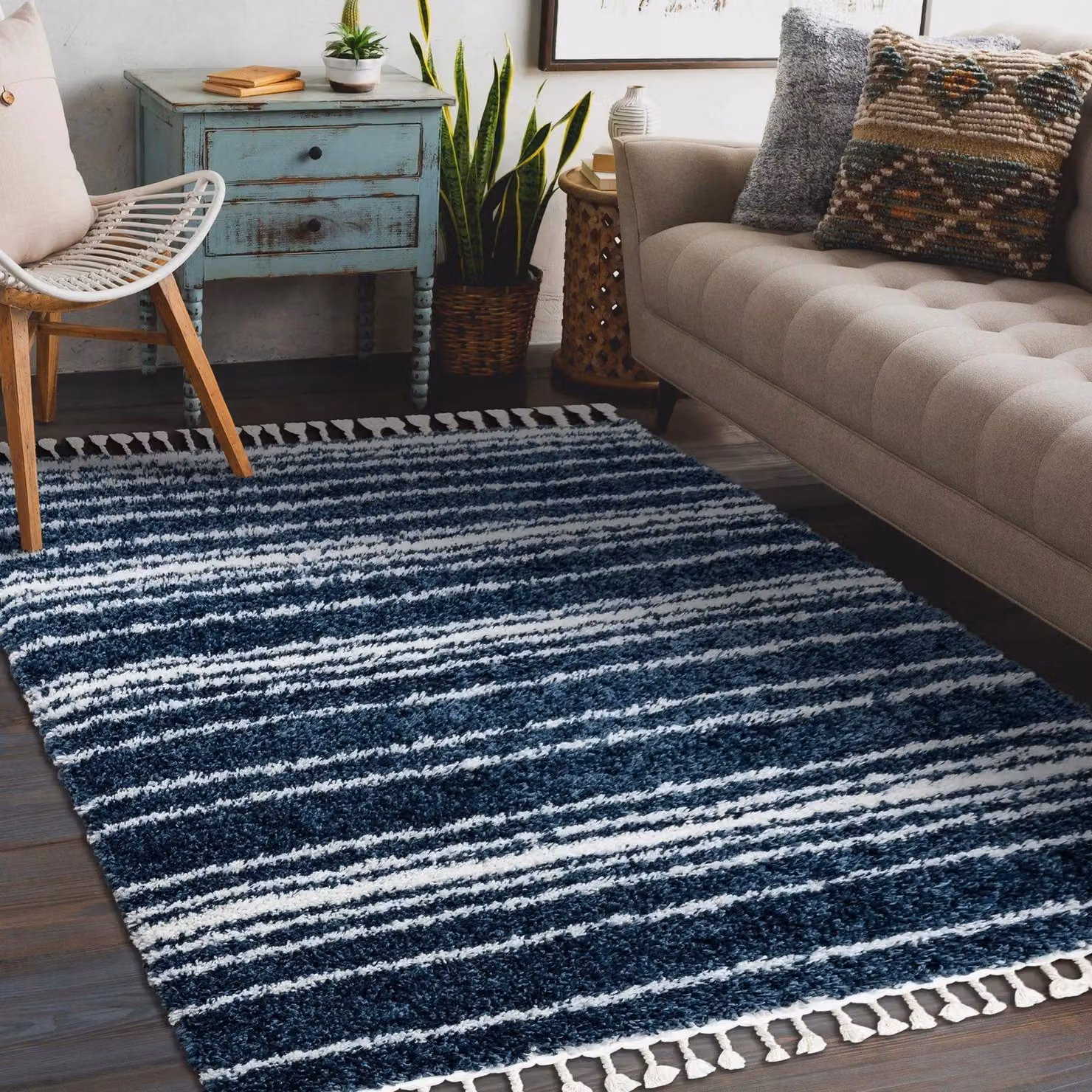 RugsX Moroccan Union Rug in Blue, W/D/H: 140 x 190 cm – 4
